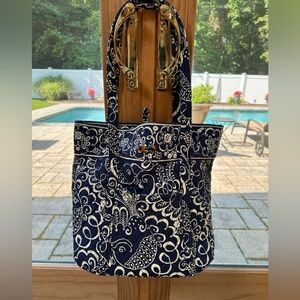 Vera Bradley Twirly Bird navy and white large Tote Bag